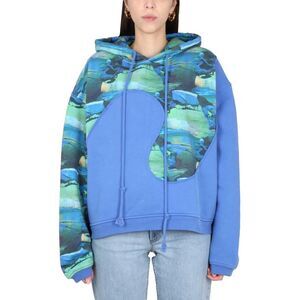 ERL Unisex Abstract Print Patchwork Hoodie Unisex GREEN Jerseys & Knitwear